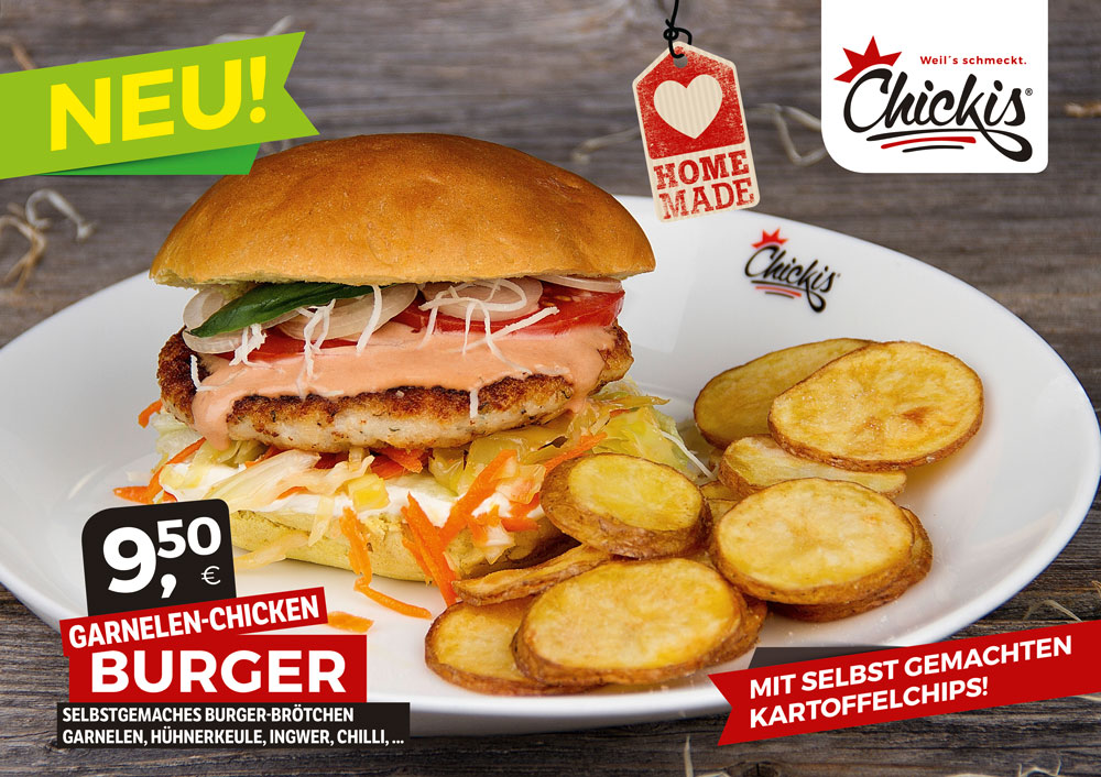 Limited Edition: Der Surf’n Turf Burger! Chickis Garnelen Chicken Burger